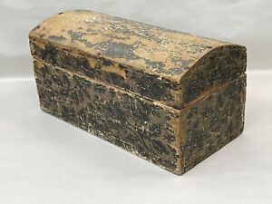 Antique Doll Trunk Domed Top Wood 1882 Newspaper Lined Interior 17 