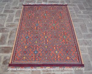 3 4 X 5 Hand Woven Vintage Afghan Turkmen Yamut Wool Small Persian Kilim Rug 3x5
