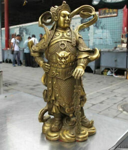Chinese Bronze Guardian God Copper Brass Wei Tuo Veda Warrior Door God Statue