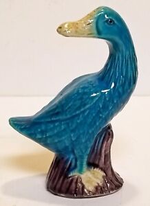 Vintage Chinese Export Porcelain Glazed Duck Mid 20th C Turquoise Blue