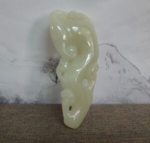 Rare China Old Hand Carving Natural White Nephrite Jade Pendant