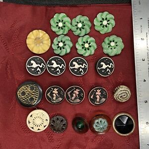 Vintage Antique Lot Of Celluloid Plastic Layered Buttons