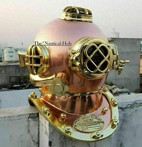 18 Brass Vintage Copper Mark V Us Navy Deep Sea Scuba Divers Diving Helmet Gift