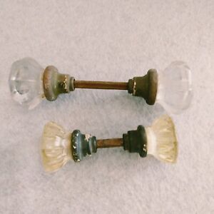Lot Of 2 Glass Door Knobs 12 Point And 8 Point Beautiful 