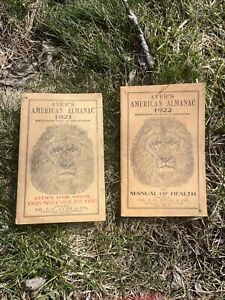 Antique Ayer S American Almanac 1921 1922 Set Patent Medicine Hair Vigor