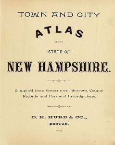 1892 New Hampshire State Atlas Map Old Genealogy Ghost Town Treasure Dvd S14