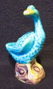 Antique Chinese Porcelain Turquoise Duck 3 1 4 Tall Early 20th Century