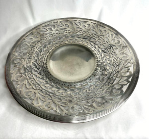 Antique Silver Plated Forbes Silver Co Round 9 3 4 Tray Pierced Bon Bon Plate