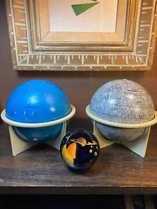 Vintage Desktop Replogle Moon And Celestial Globe S Ges Paperweight