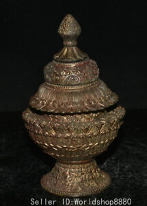 7 2 Ancient China Bronze 8 Auspicious Symbol Lotus Flower Incense Burner Censer