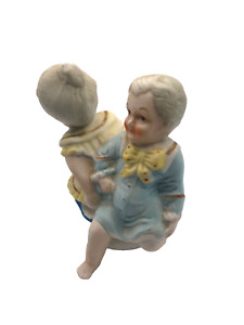 Antique 1890s Heubach Germany Bisque Double Boy Girl Potty Babies