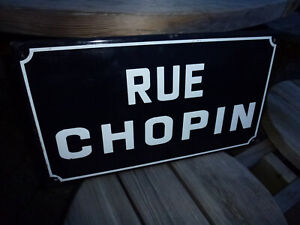 Old French Enamel Plaque Plate Street Sign Road Rue Chopin