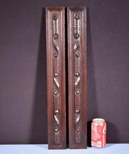 24 Pair Of French Antique Trim Posts Pillars Highly Carved Oak Salvage