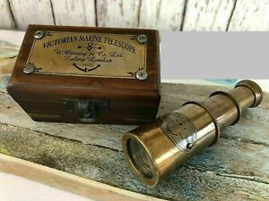 Telescope Nautical Antique Brass Victorian Spyglass Vintage Maritime