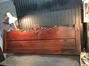 Antique Wood Architectural Salvage Head Board Pedimont 57in X 21in Wall Art