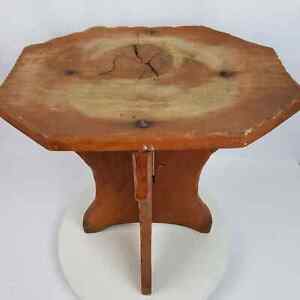 Vintage Antique Primitive Hand Crafted Small Wood Accent Table 17x15x11