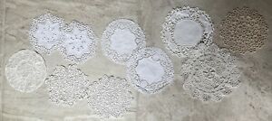 10 Vintage Doilies Crocheted Tatted Embroidered White To Cream Color 6 8 