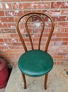 Vintage Bentwood Thonet Chair Bistro Cafe Ice Cream Parlor Dining Oak Green Viny