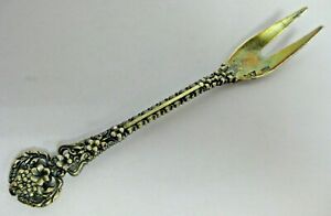916 Silver Short Handle Pickle Fork European Baroque Design 1908 1926 Russian 19