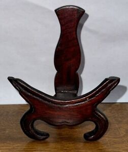 Vintage Mini Chinese Plate Stand Picture Display Stand Rose Wood Holds A 3 Dish