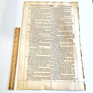 Antique 1753 Kjv Bible Small Folio Book Leaf Christian Jesus Relic Decor D