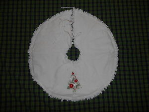 Poinsettia Tree Embroidered Tree Skirt 17 Christmas Country