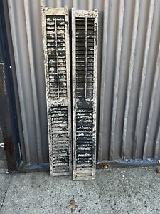 Pair Vintage Late Victorian Louvered House Window Shutters 70 X 10 Wide