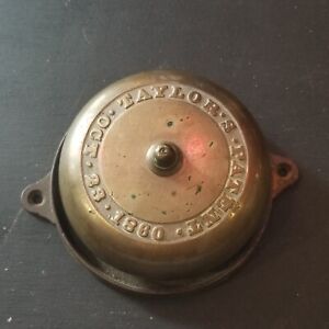 Antique Taylor S Victorian Mechanical Door Bell Patent Oct 23 1860 Brass Bronze