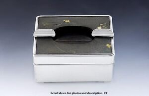 Superb C1910 1930 Japanese Mixed Metal Bronze Pure Silver Ashtray Box