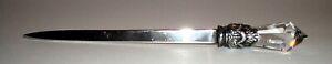 Antique Faceted Crystal Ornate Sterling Silver Letter Opener 6 Beautiful 