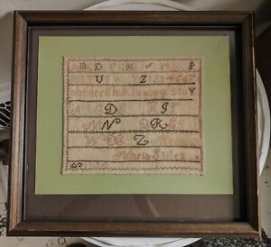 Scarce Antique American 1830s Neddlework Cross Stitch Sampler Signed Dated 