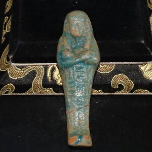Large Ancient New Kingdom Egyptian Faience Shabti Figurine Circa 1390 1352 B C 