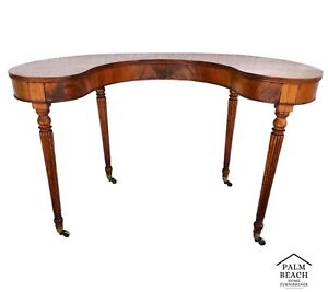 Wood Console Table Desk Mid Century Kidney Horseshoe Shape