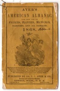 Antique Ayer S American Almanac 1868 Zodiac Ayer S Patent Medicines