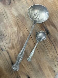 Rogers Bros Fancy Shaped Soup Ladle And Spoon Set 11 5 Vintage Collectible