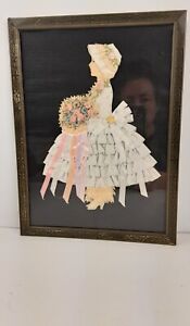 Antique Ribbon Art Paper Doll Antique Frame Excellent Condition