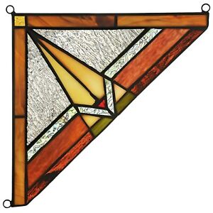 Mission Tiffany Style Stained Glass Corner Window Panel 8 Home Decor