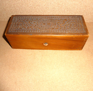Antique Wheeler Wilson Sewing Accessories Carved Wooden Box With Parts Inside