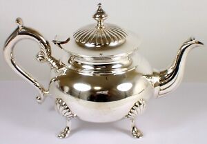 Antique Vtg H O L Signed Epns Silverplate Footed Individual Teapot Coffee Pot