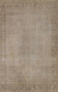 Distressed Wool Traditional Vintage Rug 7x9 Hand Knotted Muted Carpet
