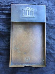 Antique Silvercrest Sterling On Bronze Check Tray For M T Bank Arts Crafts
