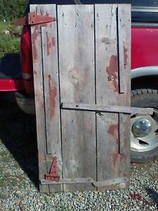 Antique Barn Wood Door Storage Shed Weathered Some Paint W Hinges 59x30 5 Rare