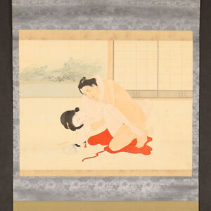 Nw5644 Hanging Scroll Shunga Erotic Painting Taisho Showa Era