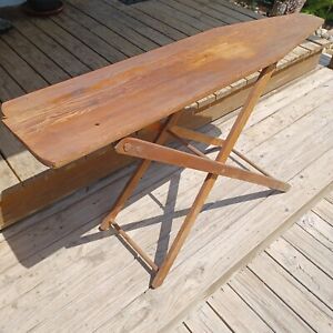 Vintage Antique Wooden Folding Ironing Board With Wooden Legs