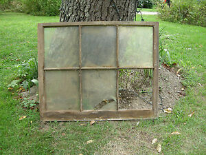 Large Vintage Farmhouse Old Wood Window Sash 6 Pane Picture Frame 33 X 40 Inches