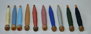 10 Antique Wooden Spools Of Thread