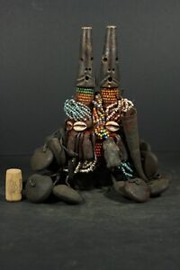 African Beaded Fertility Twins Doll Fali Cameroun Tribal Art Crafts