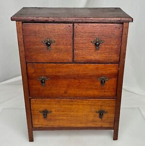 Antique Miniature Oak Chest Of Drawers Made From Cigar Boxes 90543