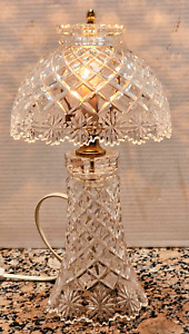 Vintage Heavy Cut Crystal L Bed Side Table Lamp By Boudoir Floral Design