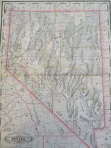 Nevada Reno Carson City Las Vegas 1887 90 Cram Scarce Large Detailed Map